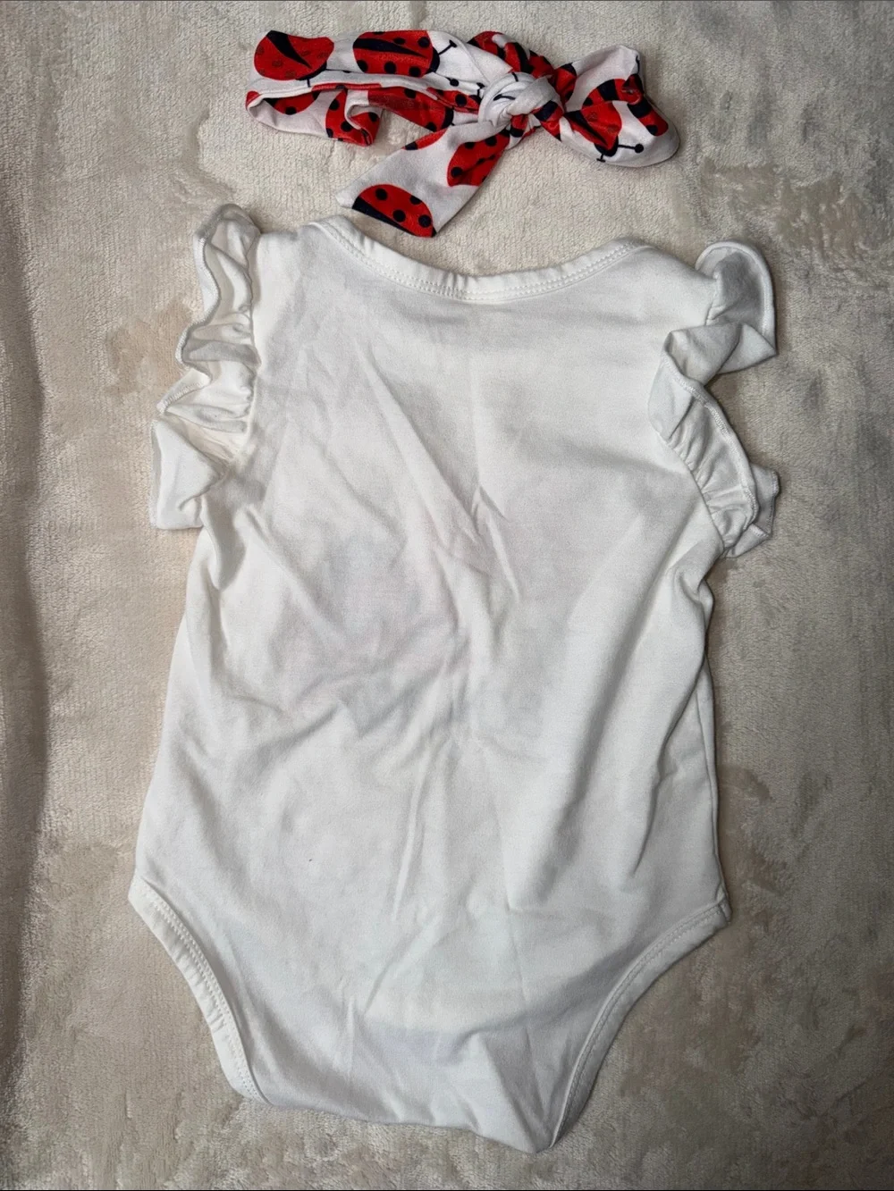 Red and White Ladybug Baby Onesie and Outfit  Bundle